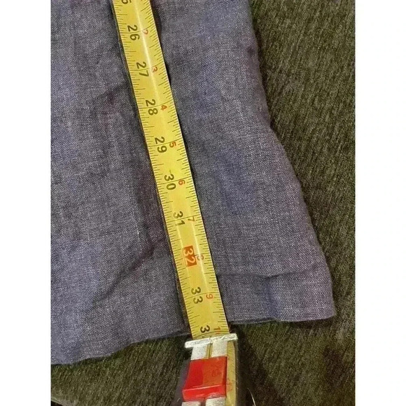 Donna Morgan Linen Mini Dress 6 Fit & Flare Navy Denim Keyhole Sheath Sleeveless - Picture 4 of 9